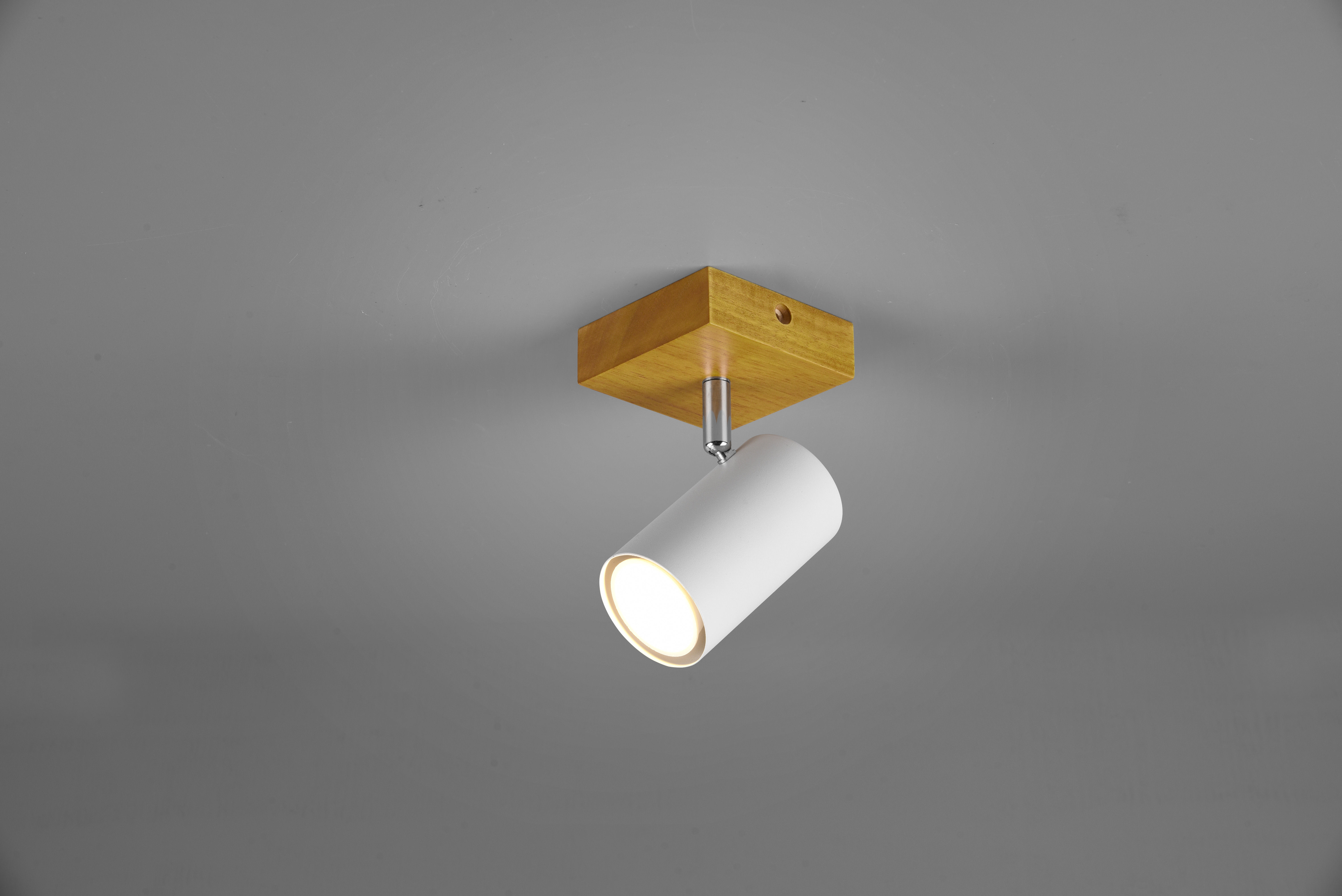 Trio Lighting Marley Base Spot Cil. Bianco Base Legno Naturale H. 16,5Cm