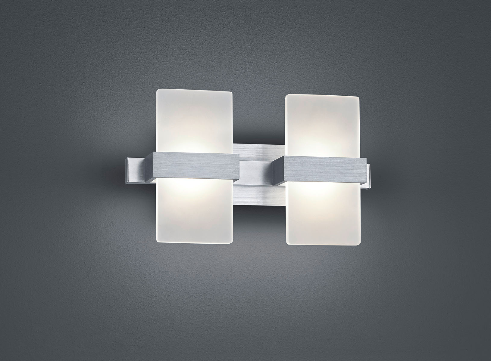 Trio Lighting Platon Applique Led Alluminio Con 2 Diffusori Metacrilato L.30Xh.18 Cm Con Interr.