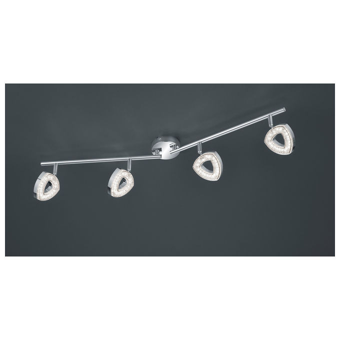 Trio Lighting Tours Barra 4 Spots Led Integrati In Diffusore Triangolo Cromato