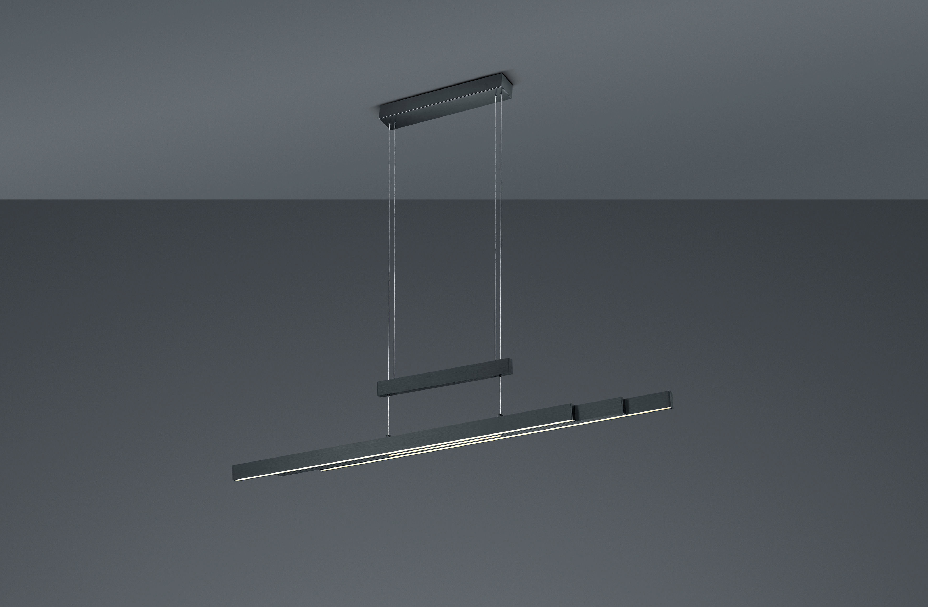 Trio Lighting Trajan Sospensione Led Nera Allungabile Estensibile Intensita' Dimmerabile Luce Calda E Fredda A Bi-Emissione L. 150Cm