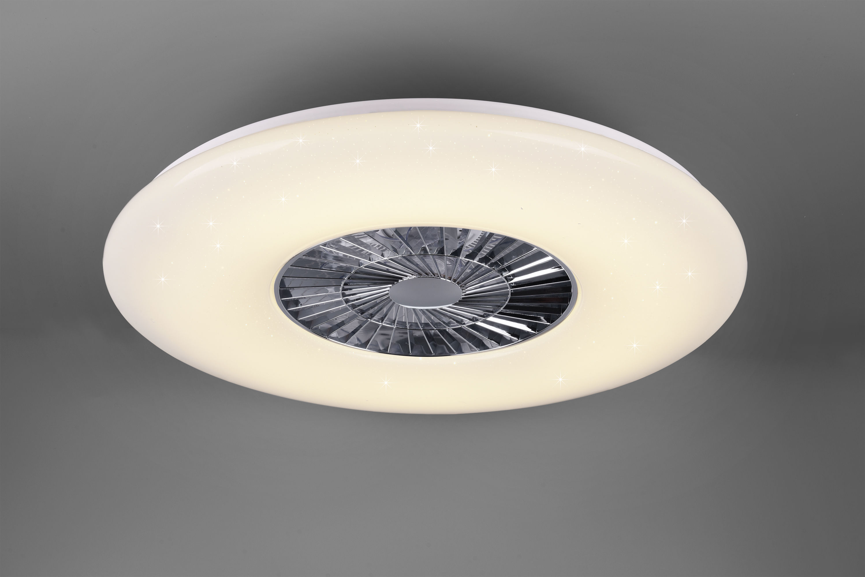 Trio Lighting Visby Ventilatore E Plafoniera Led Con Effetto Cielo Stellato Con Telecomando Multifunzione Regolazione Intensita' E Temperatura Di Colore D.75Cm