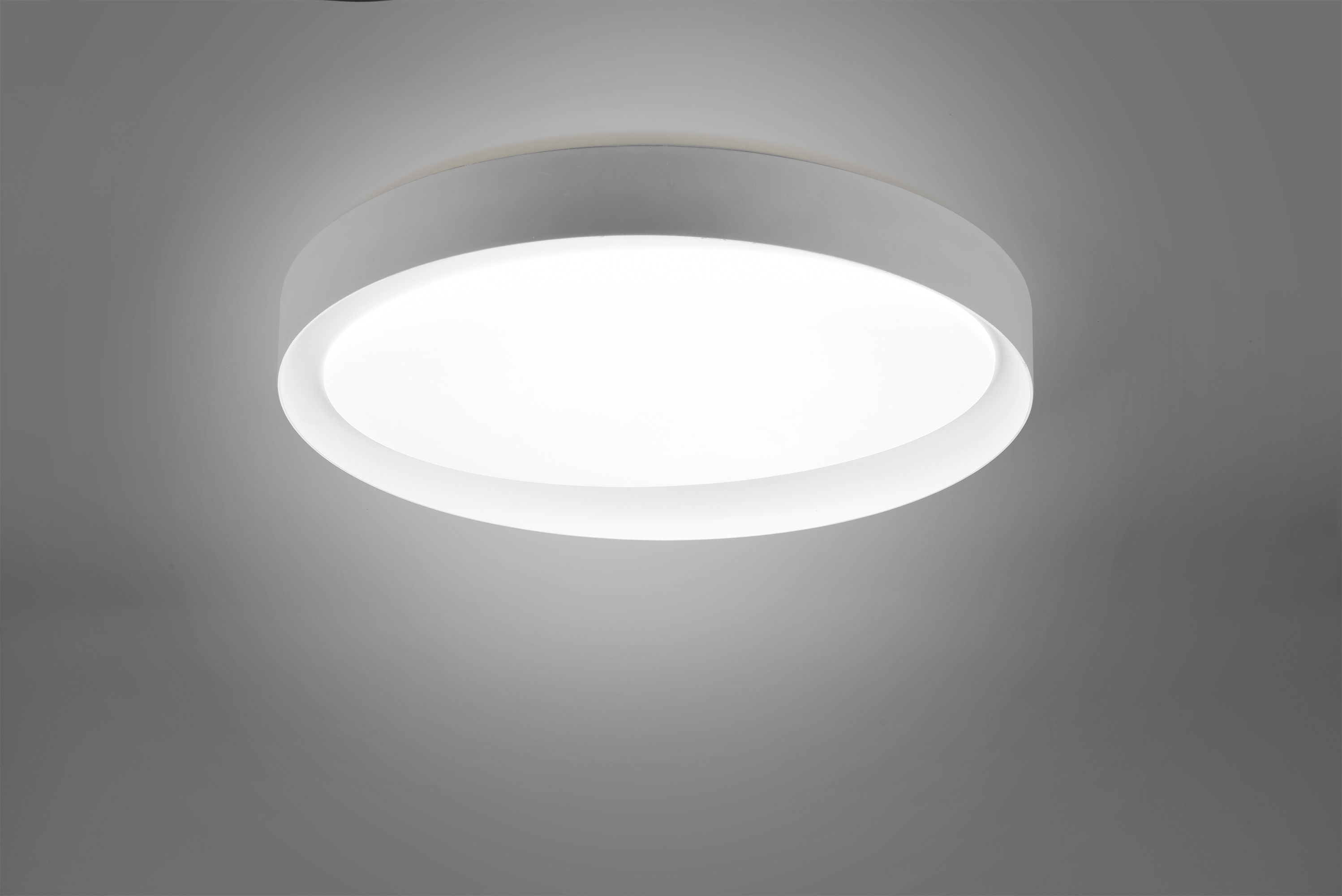 Trio Lighting Zeta Plafoniera Led Diffusore Bianco Con Bordo Grigio E Bianco E Telecomando Multifunzione D.48,5