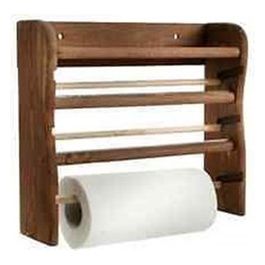 Mensola da parete in legno scuro Tris Portarotoli carta, pellicola trasparente e alluminio 33X9H29