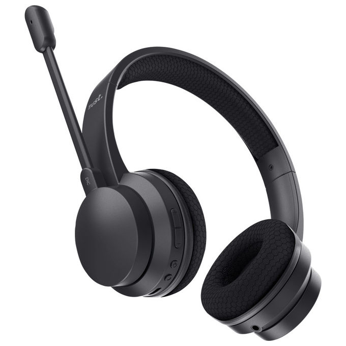 Trust Ayda Auricolare Bluetooth Over-ear Nero con Microfono USB-C per Musica e Chiamate