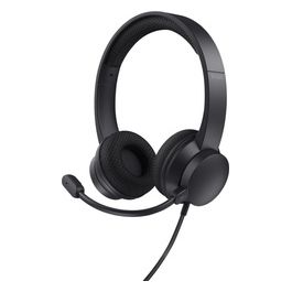 Trust Ayda USB Cuffie con Microfono ENC Cancellazione del Rumore Mic Noise Cancelling 65% Plastica Riciclata Auricolari con Filo 180 m Headphones On-Ear Cablato per PC Laptop Mac - Nero