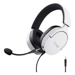 Trust Gaming GXT 489W Fayzo Cuffie Gaming per PC PS5 PS4 Xbox Series X|S Switch Mobile Jack Audio 3.5 mm 35% Plastica Riciclata Over-Ear Cuffie con Microfono Noise Cancelling - Bianco