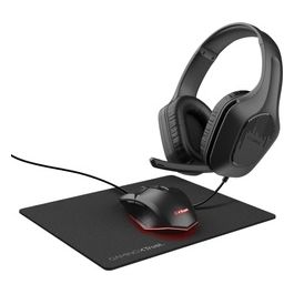 Trust Gaming GXT 790 Tridox Pacchetto Gaming 3-in-1 Cuffie Leggere con Driver da 50mm Mouse con Filo USB 200-6400 DPI Tappetino Nero