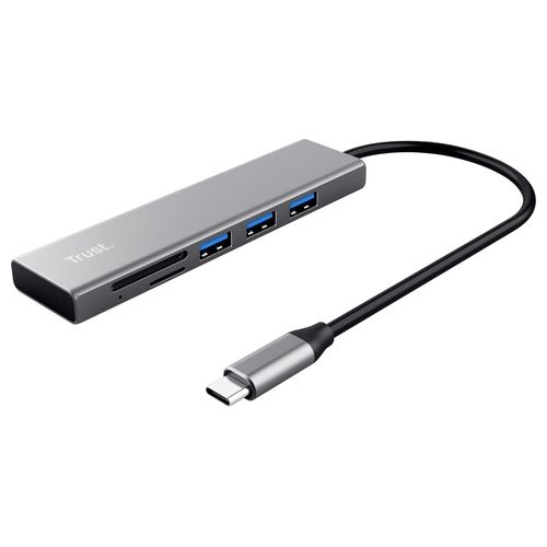 24191 Halyx Hub USB-C Lettore di Schede SD MicroSD 3 Porte USB 3.2 Gen 1 5 Gbps 104 MB/s SDXC fino a 2 TB colore Grigio