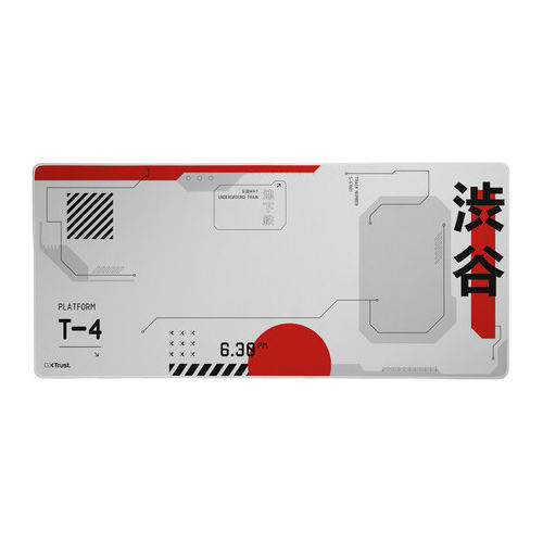 Trust, Tappetino Mouse Gaming XXL, Nero Grigio Rosso Bianco, 90x40 cm
