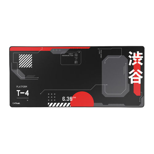 Trust, Tappetino Mouse Gaming, XXL, 90x40 cm, Antiscivolo, Nero Grigio Rosso Bianco