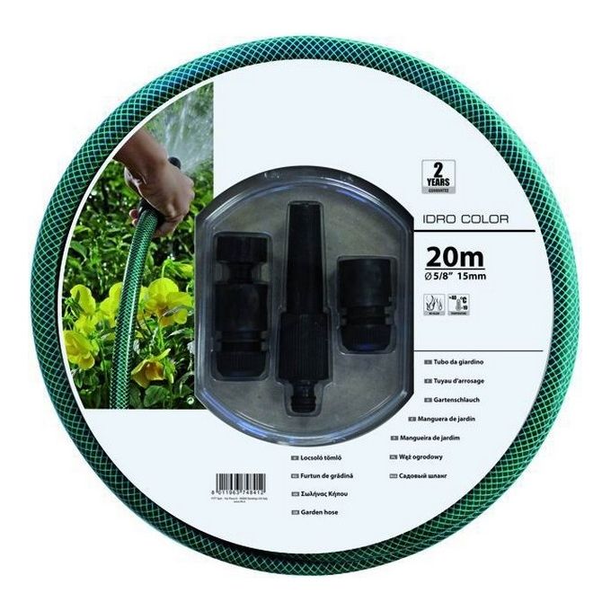 Image of Fitt Tubo per Irrigazione Idro-Color Lunghezza 20 metri Diametro 5-8'' Nero e Verde