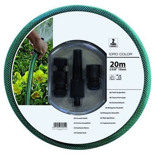 Fitt Tubo per Irrigazione Idro-Color Lunghezza 20 metri Diametro 5/8'' Nero e Verde 