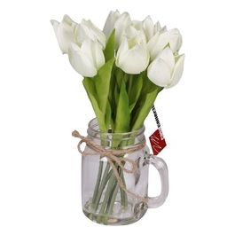 Tulipani artificiali con Vaso in Vetro Effetto Acqua Bianco