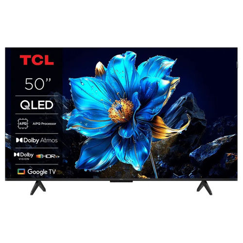 TV QLED da 127 cm (50 pollici) con risoluzione 4K Ultra HD, sistema Google TV, supporto Dolby Vision e HDR10+, audio Dolby Atmos e processore AiPQ a 4 core, dotata di 3 porte HDMI 2.1 e Wi-Fi, classe energetica F (SDR).