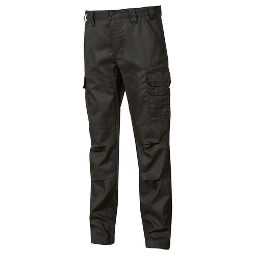 WIN226BC BELGRADO Pantaloni da Lavoro Uomo Tessuto Stretch 65% Poliestere 35% Cotone Vita Elastica Tasche Multifunzionali Ginocchia Pre-formate colore Nero