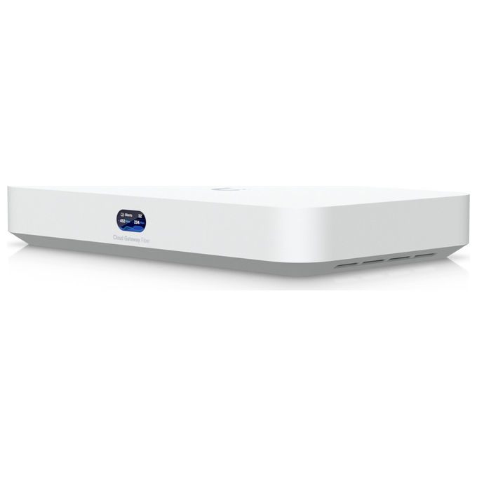 Ubiquiti UCG-FIBER UniFi Cloud Gateway Fiber Router 10G SFP+ 3 GB RAM 4 porte 2.5 Gbps PoE+ colore Bianco