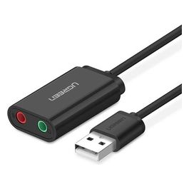 Ugreen Adattatore Usb 2.0 a 2x3.5mm Jack AUX Cuffie e Microfono Nero