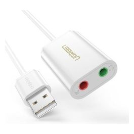 Adattatore Usb 2.0 a 2x3.5mm Jack Aux Cuffie e Microfono Bianco