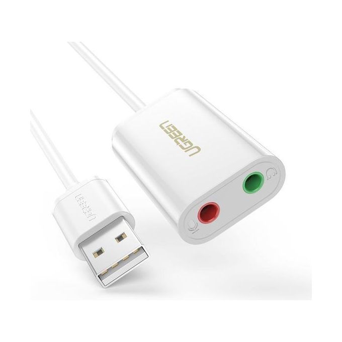 Ugreen Adattatore Usb 2.0 a 2x3.5mm Jack Aux Cuffie e Microfono Bianco