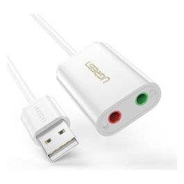 Ugreen Adattatore Usb 2.0 a 2x3.5mm Jack Aux Cuffie e Microfono Bianco