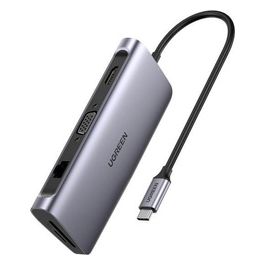 Ugreen Adattatore Usb Type-C 9 in 1 Hdmi VGA Ethernet SD/TF PD Power 2xUSB 3 Gray