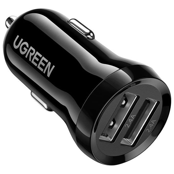 Ugreen Dual USB-A 24W Caricabatterie da Auto Nero