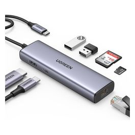 Hub USB C Ethernet Gigabit Adattatore USB C a HDMI 4K 30Hz Lettore di Scheda SD TF