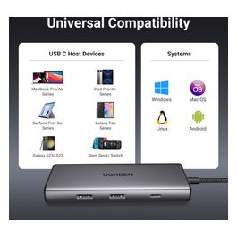 Revodok Pro 107 Hub Usb-C Hdmi Adattatore Usb-C Usb 3.2 10gbps Pd 100w Lettore di Schede Sd Tf