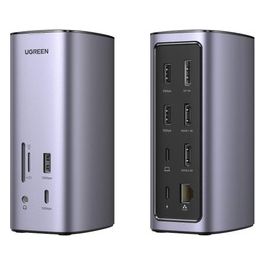 Ugreen Docking Station USB C 13 in 1 con HDMI DP 4k@60Hz (8K max) per Windows e Mac, Trasferimento Dati USB C e USB A 10 Gbps, Ricarica 100W, Ethernet, Audio, SD/TG