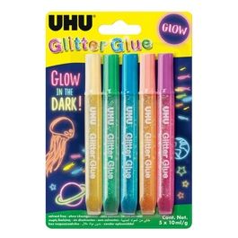 Confezione 5 Glitter Glue Glow-Dark