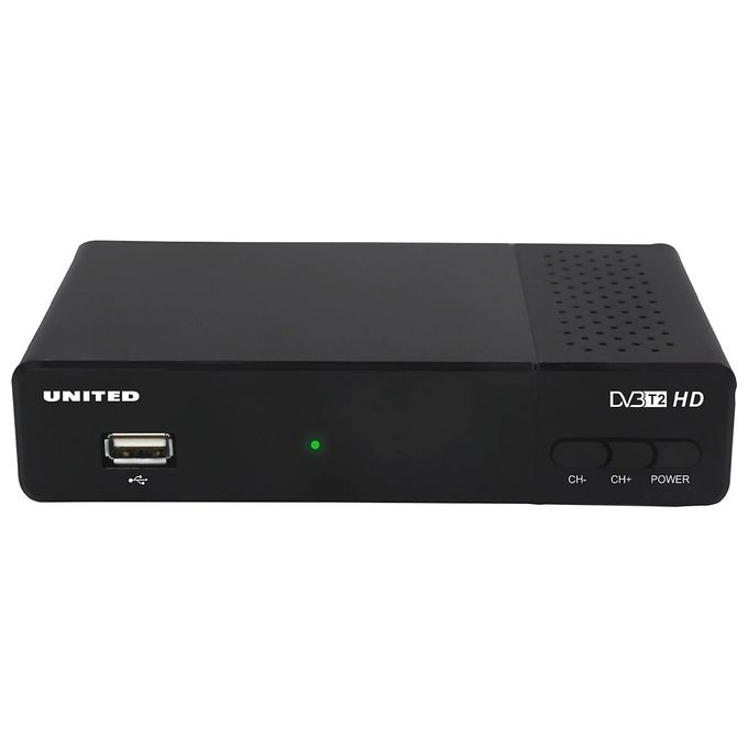 United DVBH2100 Decoder DVB-T2 (H.265) 1 x USB 1 x SCART 1 x HDMI Ethernet Ingresso RF Fino a 1080p