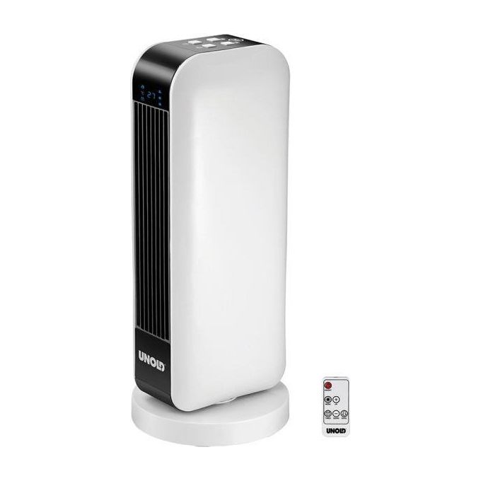 Unold 86430 Termoventilatore Ceramico Design 2000 W Controllo Digitale Oscillazione 70° Timer 8 Ore Filtro Antipolvere Telecomando colore Bianco