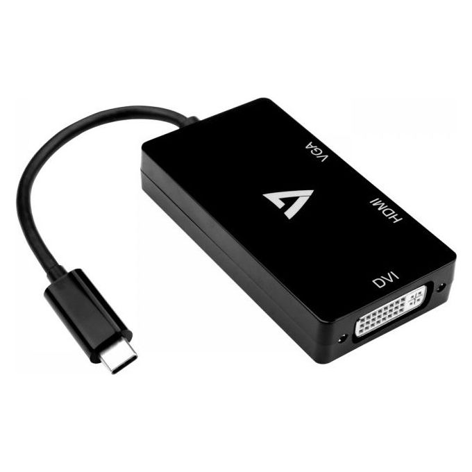 V7 Adattatore usb c nero usb c a vga dvi hdmi