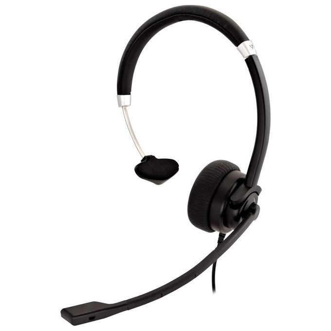 V7 HU411 Cuffie Deluxe Mono Usb con Microfono 8mt Nero