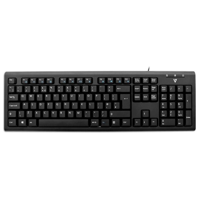 V7 KU200UK Tastiera con Cavo Usb e Adattatore Ps2 Layout Inglese