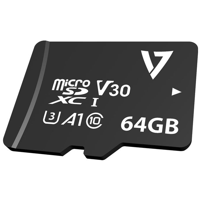 V7 VPMD64GU3 Scheda Micro SDxc U3 V30 A1 Cl10 Uhd da 64Gb con Adattatore