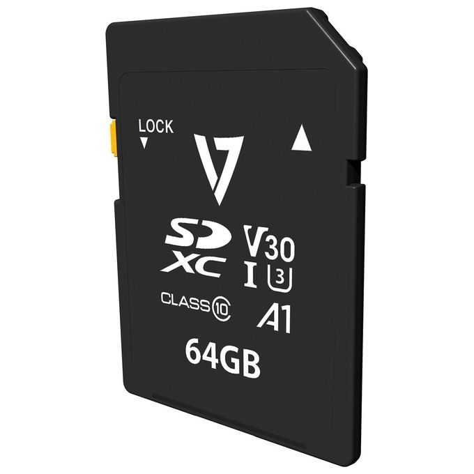 V7 VPSD64GV30U3 Scheda SDxc V30 U3 A1 Cl10 4k Uhd-Max da 64Gb