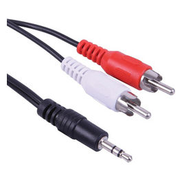 Cavo Audio 3.5mm a 2 RCA 1.5m Nero Rosso Bianco
