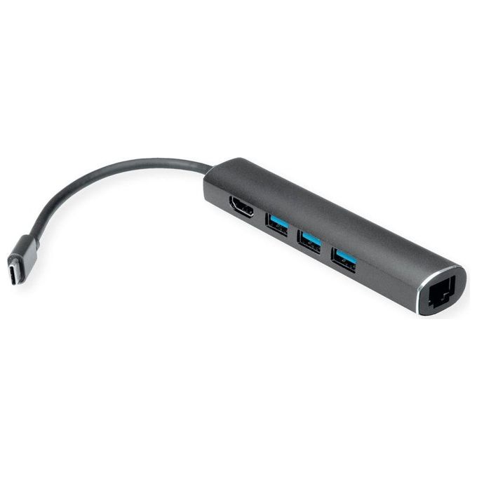 Value Docking Station USB tipo C HDMI 4K 3x USB tipo A Gigabit Ethernet Grigio
