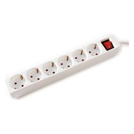 Power Strip 6x con Switch Bianco 1.5mt Shuko