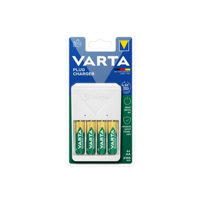Varta Caricabatterie e Batterie Plug Charger 4xAAA Bianco