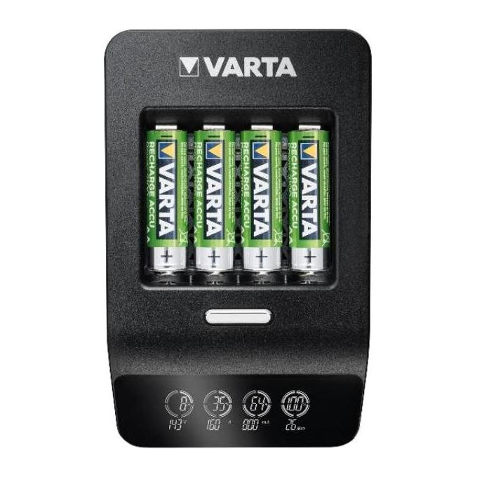Varta LCD Ultra Fast Charger+ con 4 Batterie 2100mAh AA + 12V