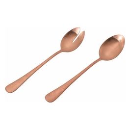 New Modern Set 2 Posate Per Insalata In Acciaio, Oro Rosa