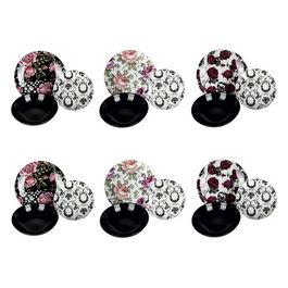 Rose Baroque Servizio Tavola 18 Pezzi In Porcellana E Gres, 6 Posti Tavola In 3 Decori