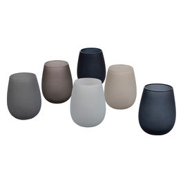 Set 6 Bicchieri Acqua Frosted In Vetro 500 Ml, Happy Hour Stones
