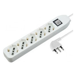 Multipresa 5 Uscite Bivalenti Schuko Bianca con Interruttore