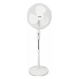 Ventilatore Piantana 40W Bianco e Grigio con Base Tonda per Rinfresco Ottimale e Regolabile