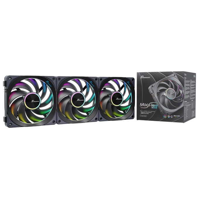 Seasonic MAGFLOW-ARGB-3 MagFlow ARGB Ventilatore 12 cm 2000 rpm 3 pz colore Nero