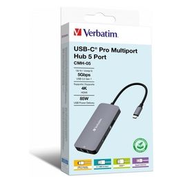 Verbatim CMH-05 Multiport Hub 5 Porte USB Tipo-C 5000 Mbit/s Argento