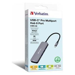 Verbatim CMH-08 Multiport Hub 5 Porte USB Tipo-C 5000 Mbit/s Argento